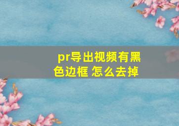 pr导出视频有黑色边框 怎么去掉